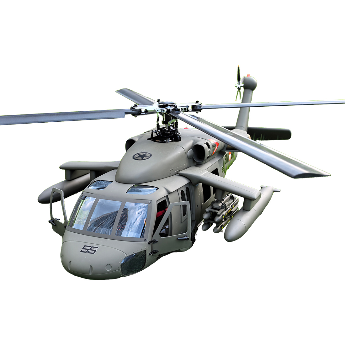 FLISHRC FL500 Black Hawk UH-60 500-Class 2.4GHz 6CH Scale RC Helicopter with L7 Flight Controller, 4-Mode GPS Positioning, Realistic Cockpit – RTF Remote Control Helicopter 
