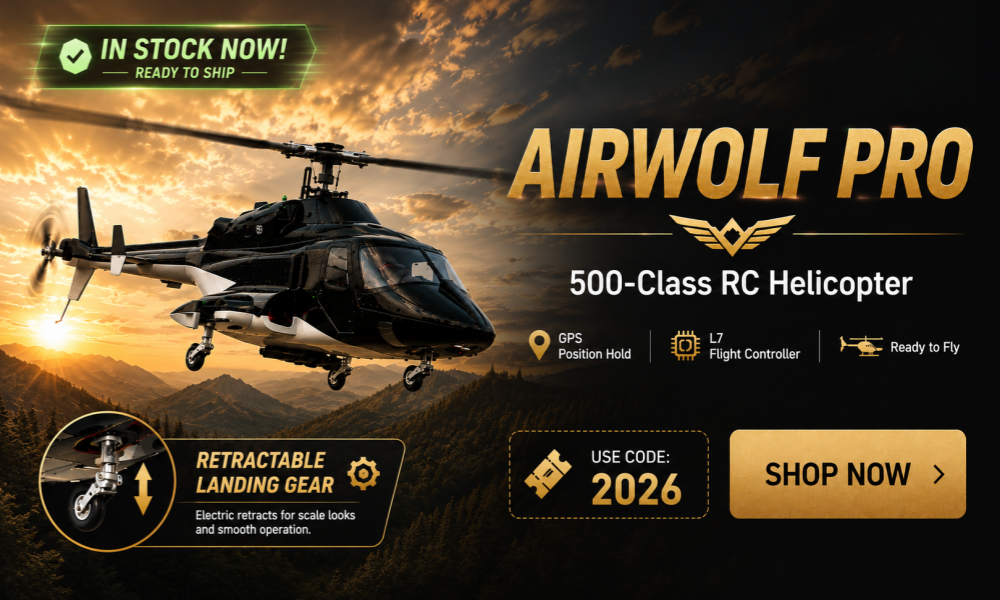 FLISHRC FL500 Airwolf Pro 500-Class 2.4G 6CH Scale RC Helicopter with L7 Flight Controller & 4-Mode GPS Positioning RTF 